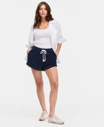 On 34th Women's Knit Terry Pull On Shorts, Macy's Exclusive In White