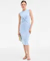 On 34th Women's Knot-front Knit Midi Dress, Exclusively At Macy's In Blue