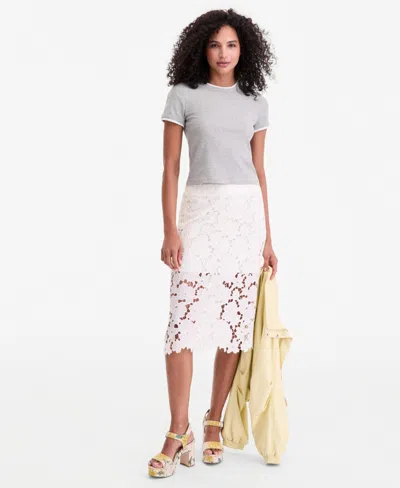 On 34th Women's Lace Midi Skirt, Macy's Exclusive In White
