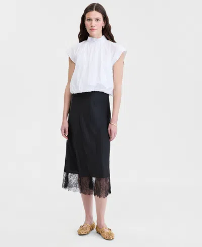 On 34th Women's Lace-hem Midi Slip Skirt, Macy's Exclusive In Black