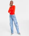 On 34th Women's Light Wash High Rise Utility Cargo Jeans, 0-26w, Created For Macy's In Light Wash
