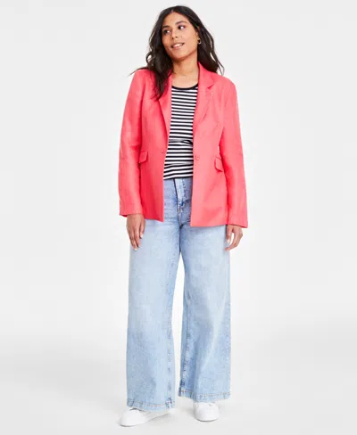 On 34th Women's Linen-blend Blazer, Created For Macy's In Red