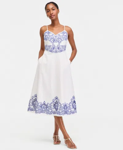 On 34th Women's Linen Blend Solid Cutwork Tank Midi Dress, Macy's Exclusive In White