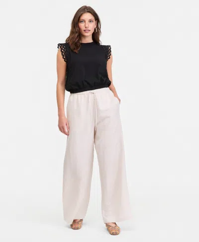 On 34th Women's Linen-blend Drawstring Pants, Macy's Exclusive In Neutral
