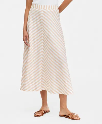 On 34th Women's Linen-blend Midi Circle Skirt, Macy's Exclusive In Neutral