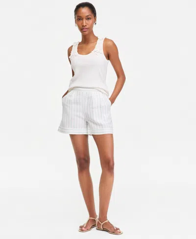 On 34th Women's Linen-blend Tailored Pull-on Shorts, Macy's Exclusive In White