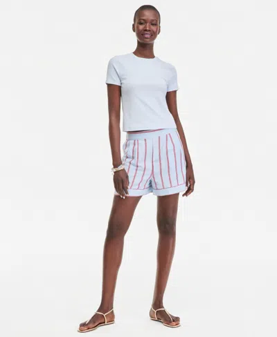 On 34th Women's Linen-blend Tailored Pull-on Shorts, Macy's Exclusive In Multi