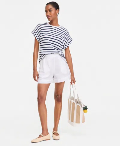 On 34th Women's Linen-blend Tailored Pull-on Shorts, Macy's Exclusive In Multi