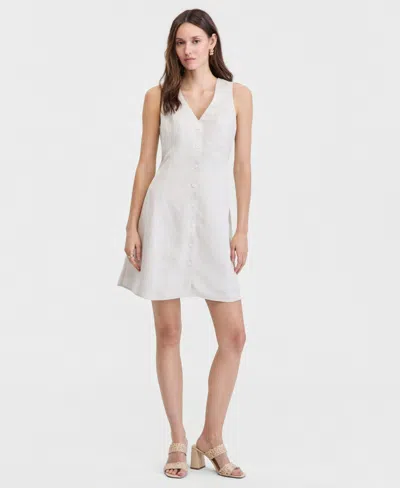 On 34th Women's Linen-blend V-neck Minidress, Macy's Exclusive In White
