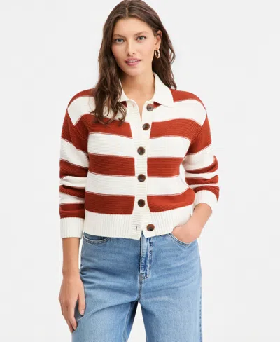 On 34th Women's Long Sleeve Bold Stripe Cardigan, Macy's Exclusive In White