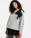 On 34th Women's Long-sleeve Bow Sweater, Macy's Exclusive In Gray
