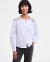 On 34th Women's Long Sleeve Lace-trim Blouse, Macy's Exclusive In White