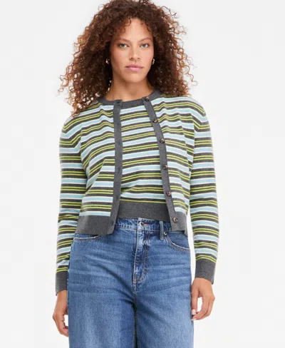On 34th Women's Long-sleeve Crewneck Cardigan, Macy's Exclusive In Green