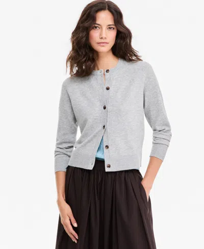 On 34th Women's Long-sleeve Crewneck Cardigan, Macy's Exclusive In Gray