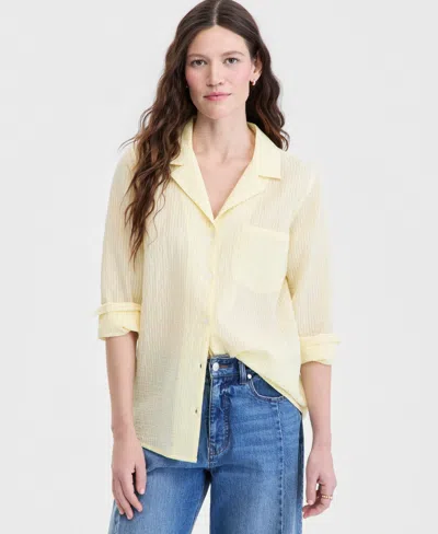 On 34th Women's Long-sleeve Seersucker Shirt, Macy's Exclusive In Yellow