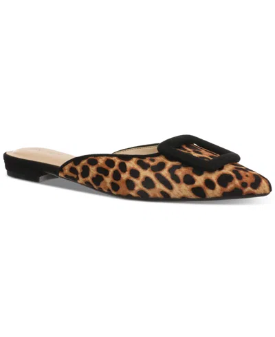 On 34th Women's Mabel Buckle Mules, Created For Macy's In Leopard Haircalf