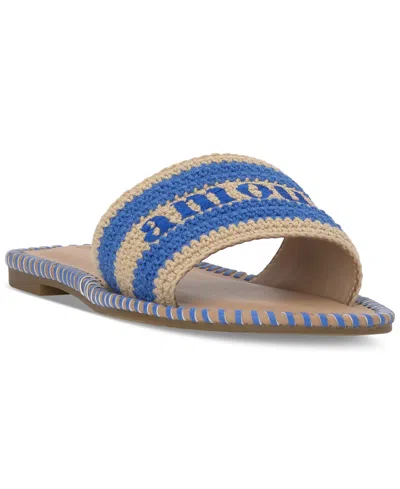 On 34th Women's Madelyn Slip-on Woven Flat Sandals, Created For Macy's In Natural,blue Raffia