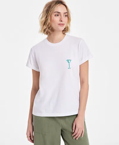 On 34th Women's Martini Graphic Crewneck Tee, Exclusively At Macy's In Bright White