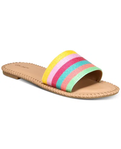 On 34th Women's Mavise Beaded Flat Sandals, Created For Macy's In Stripe Multi Beaded