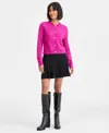 On 34th Women's Metallic-flecked Rhinestone-button Cardigan, Macy's Exclusive In Pink