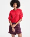 On 34th Women's Metallic-flecked Rhinestone-button Cardigan, Macy's Exclusive In Red