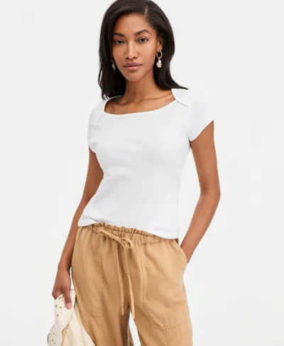 On 34th Women's Micro Rib Boatneck Cap Sleeve Top, Macy's Exclusive In White