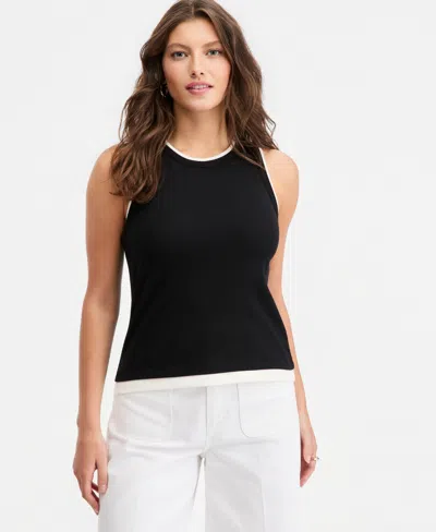 On 34th Women's Micro Rib Faux-layered Tank Top, Macy's Exclusive In Deep Black