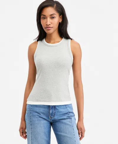 On 34th Women's Micro Rib Faux-layered Tank Top, Macy's Exclusive In Light Grey Heather