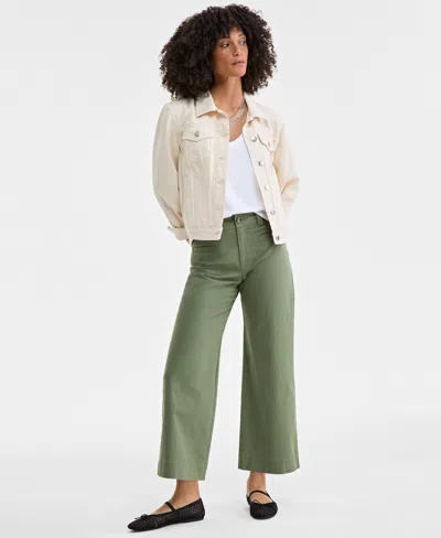 On 34th Women's Mid Rise Cropped Wide-leg Chino Pants, Exclusively At Macy's In Olivine