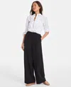 On 34th Women's Mid-rise Side-stripe Wide-leg Pants In Deep Black