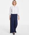 On 34th Women's Mid-rise Side-stripe Wide-leg Pants In Intrepid Blue