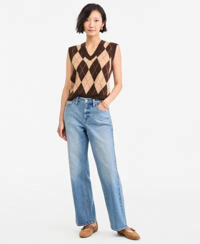 On 34th Women's Mid-rise Relaxed Straight-leg Denim Jeans, Macy's Exclusive In Blue