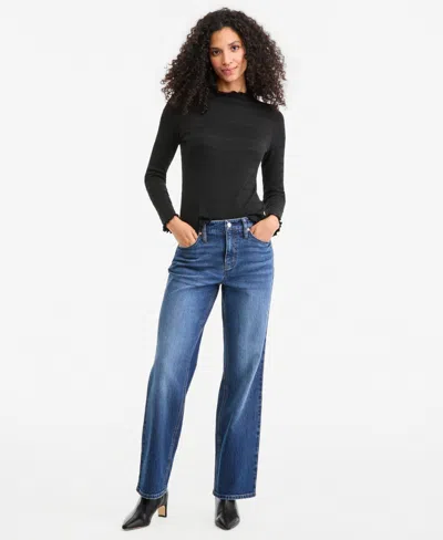 On 34th Women's Mid-rise Relaxed Straight-leg Denim Jeans, Macy's Exclusive In Blue