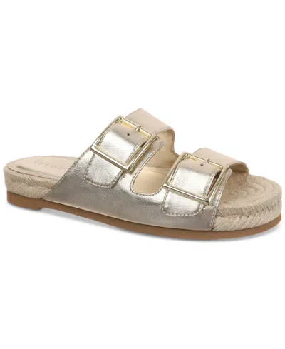 On 34th Women's Milaa Buckled Footbed Sandals, Created For Macy's In Light Gold Smooth
