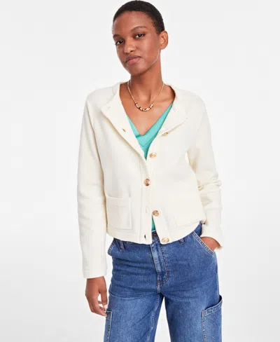 On 34th Women's Milano Crewneck Cardigan, Created For Macy's In Alabaster