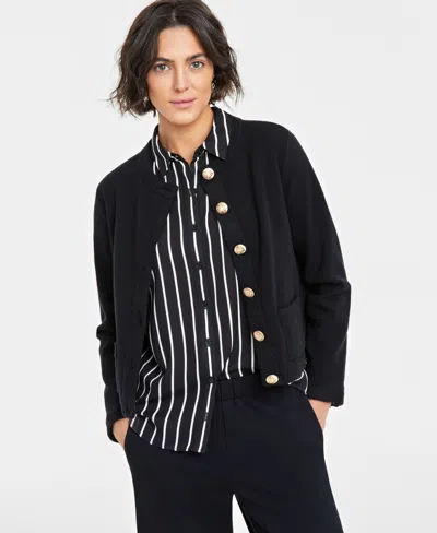 On 34th Women's Milano Crewneck Cardigan, Created For Macy's In Deep Black
