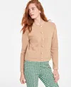 On 34th Women's Milano Crewneck Cardigan, Created For Macy's In Warm Camel Heather