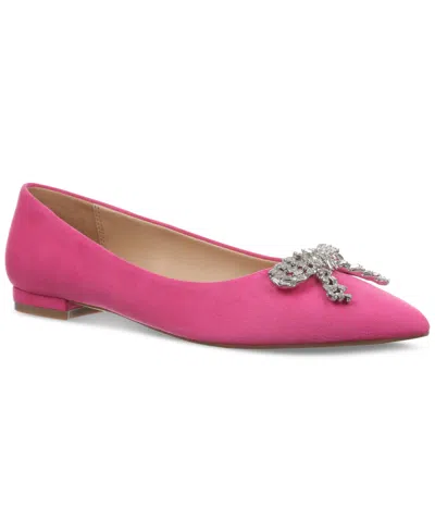 On 34th Women's Millee Embellished Bow Pointed-toe Flats, Created For Macy's In Pink Micro