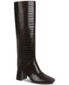 On 34th Women's Millerr Square-toe Knee High Boots, Created For Macy's In Mahogany Croc