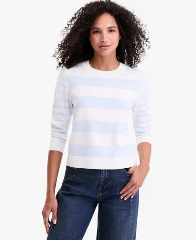 On 34th Women's Mixed-stripe Crewneck Sweater, Macy's Exclusive In Brown