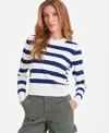 On 34th Women's Mixed-stripe Relaxed-fit Sweater, Exclusively At Macy's In Navy Combo