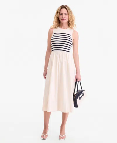 On 34th Women's Mixed-media Sweater Midi Dress, Macy's Exclusive In Navy Stripe