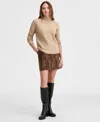 On 34th Women's Mock-neck Cable-knit Pullover Sweater, Created For Macy's In Brown