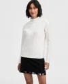 On 34th Women's Mock-neck Cable-knit Pullover Sweater, Created For Macy's In White