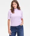 On 34th Women's Mock Neck Elbow-sleeve Top, Created For Macy's In Purple