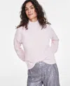 On 34th Women's Mock-neck Jersey Roll-trim Sweater, Exclusively At Macy's In Pink Dogwood