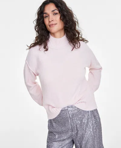 On 34th Women's Mock-neck Jersey Roll-trim Sweater, Exclusively At Macy's In Pink Dogwood