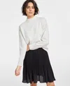 On 34th Women's Mock Neck Jersey Sweater, Created For Macy's In Natural Oat Heather