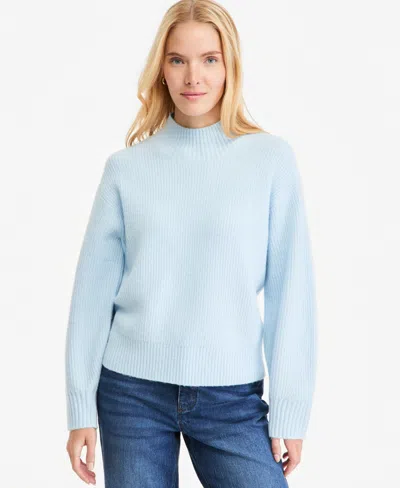 On 34th Women's Mock-neck Relaxed Barrel Sleeve Sweater, Macy's Exclusive In Blue