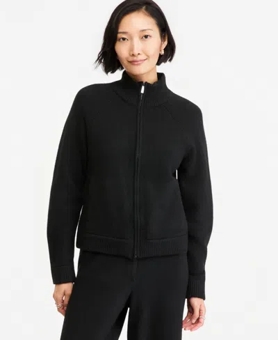 On 34th Women's Mock-neck Sweater Track Jacket, Macy's Exclusive In Black